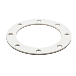 White flange gasket ring with evenly spaced bolt holes for sealing