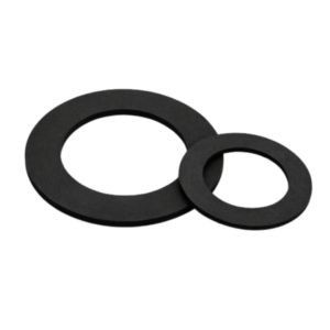 Two black rubber gasket rings in different sizes on white background